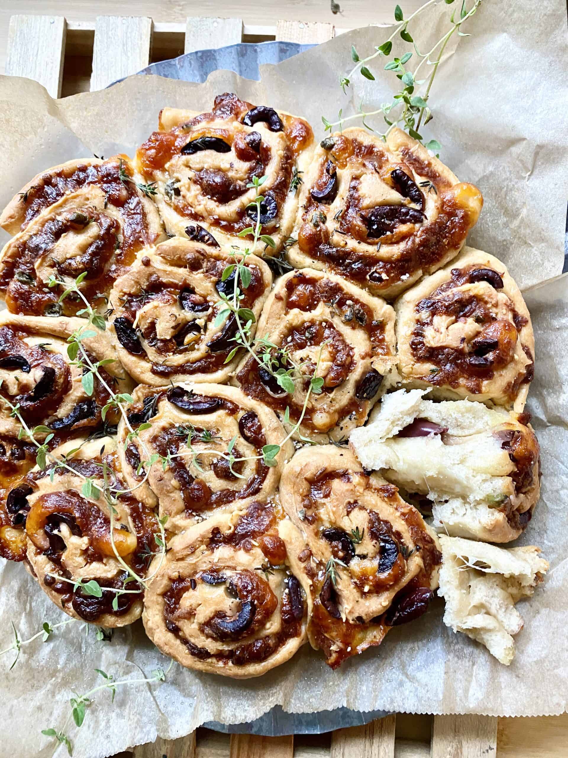 Olive & cheese bread pinwheels