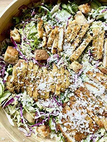 Caesar slaw with crispy chicken strips