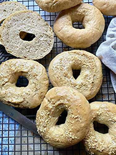 Homemade steamed chewy bagels