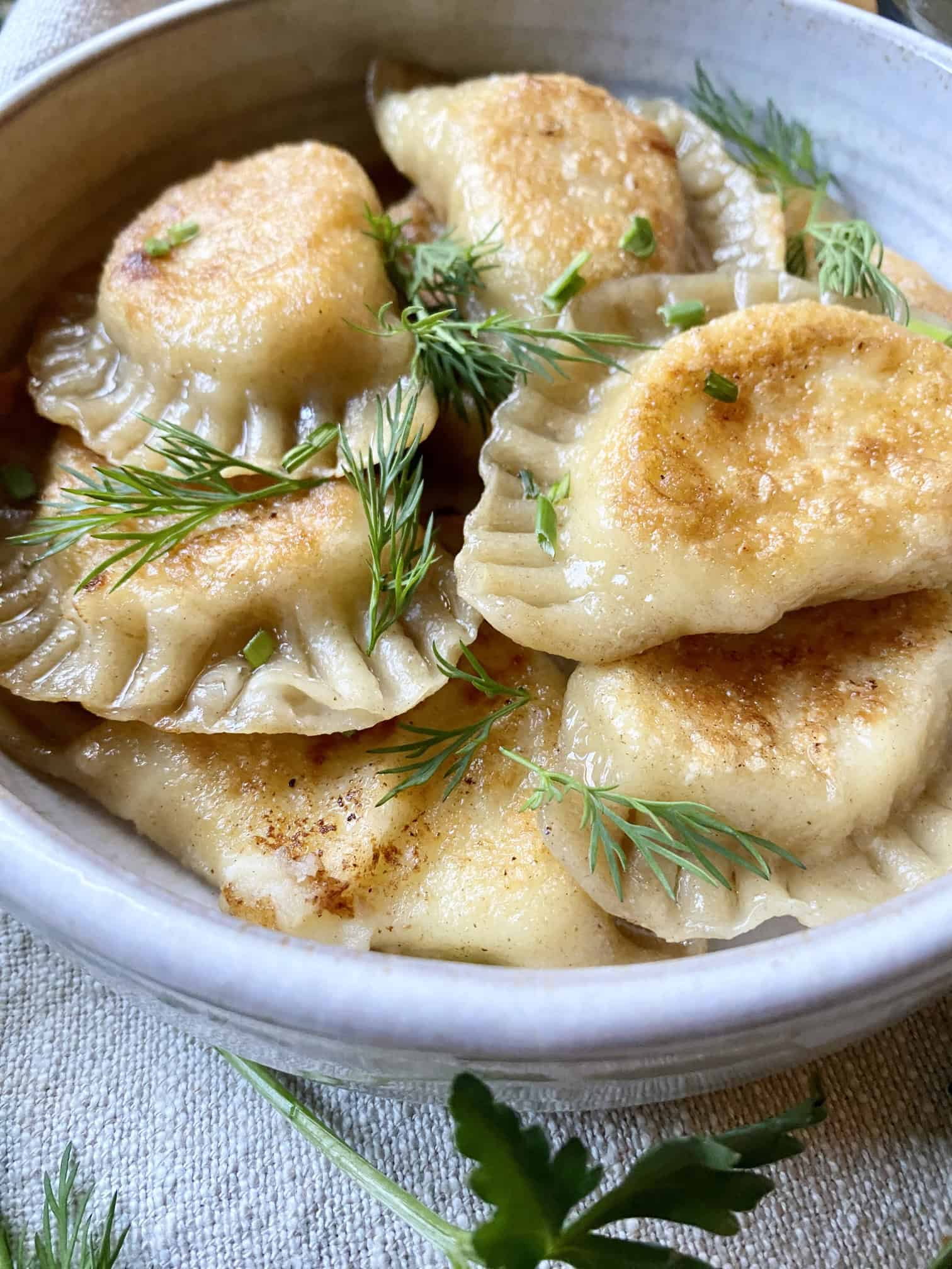 Homemade potato & cheese pierogi