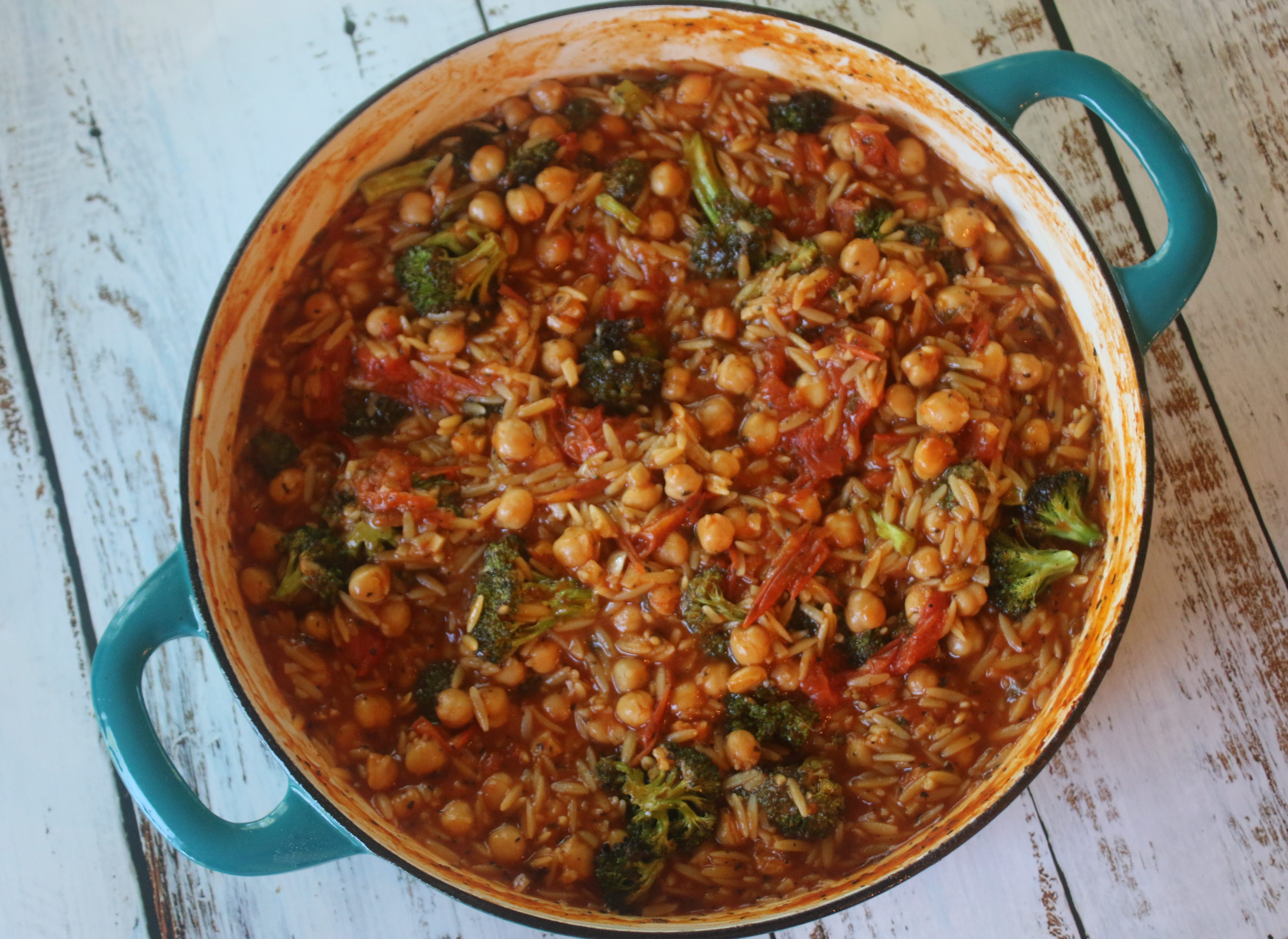 Chickpea Orzo Skillet