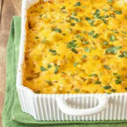  Chicken Enchilada Casserole with Green Chile Sauce