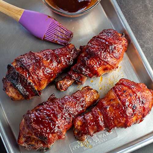 Air Fryer BBQ Bacon Wrapped Chicken Drumsticks (The Best Chicken Legs!!)