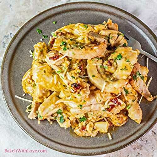 Cheesy Baked Tuscan Chicken And Onions