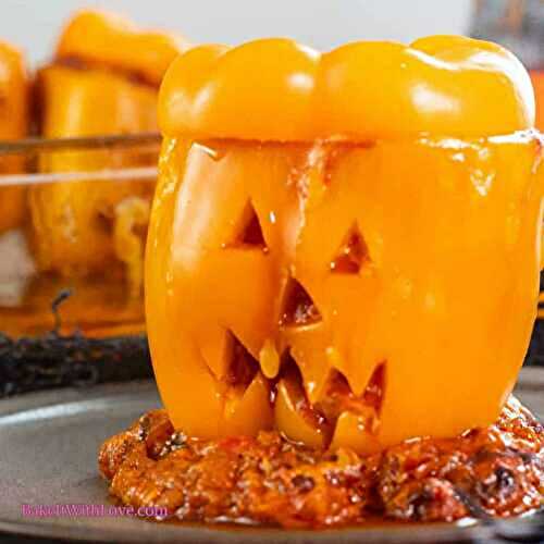 Jack O Lantern Stuffed Peppers