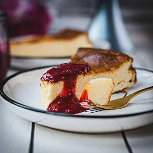 Creamy Semolina Cheesecake with Fresh Raspberry Sauce