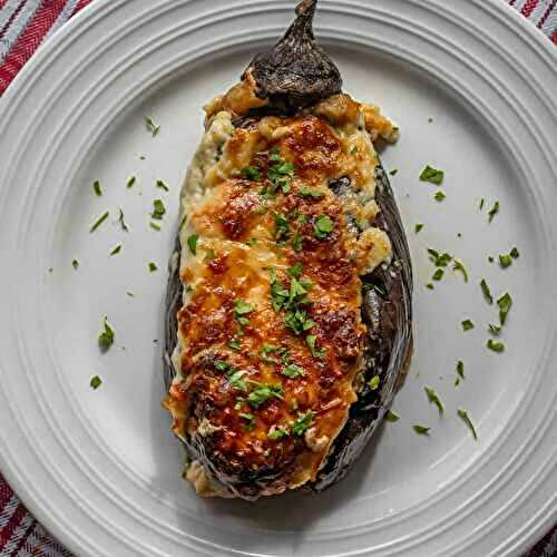 Papoutsakia - Vegetarian Greek Stuffed Eggplant
