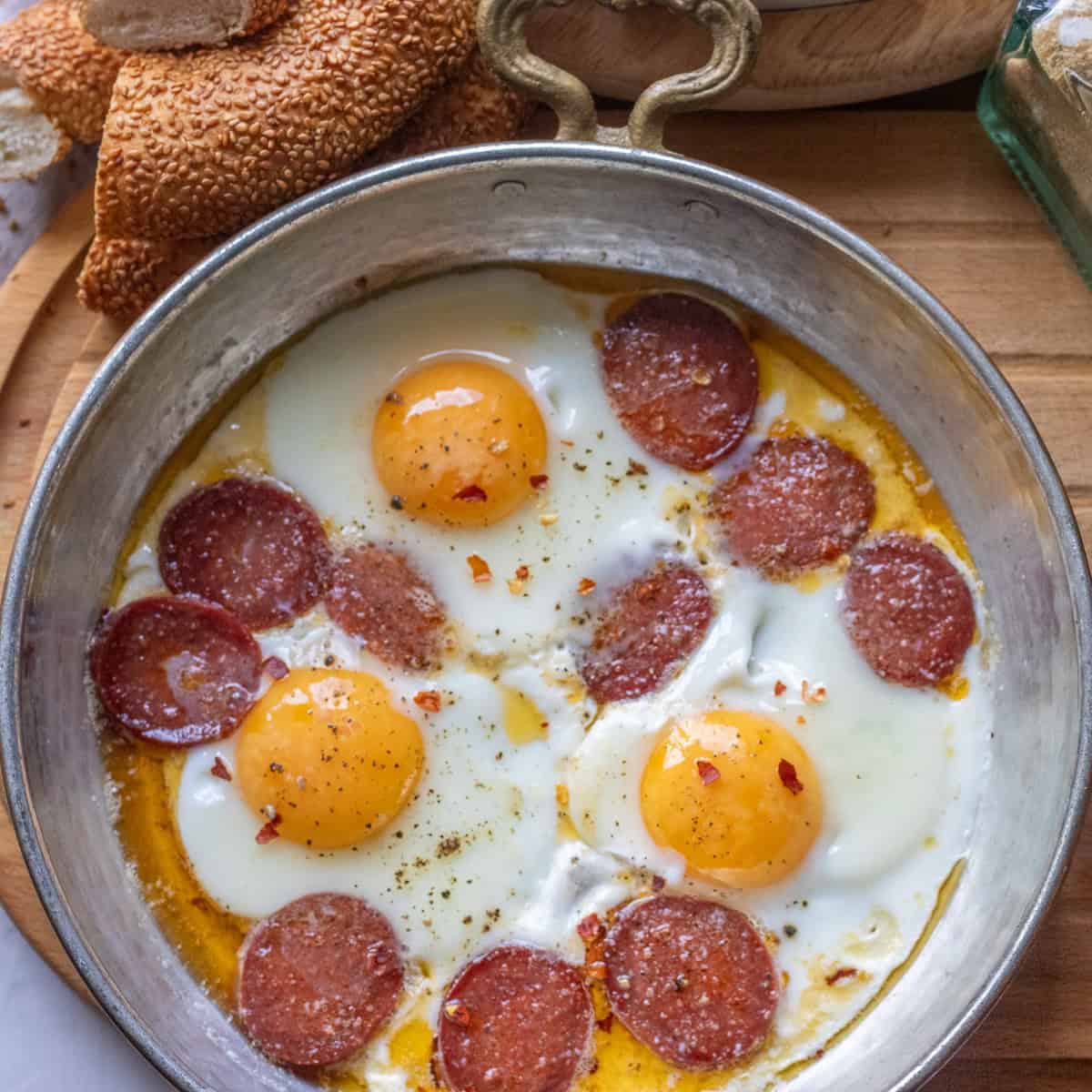 Sucuklu Yumurta - Turkish Sausage and Eggs