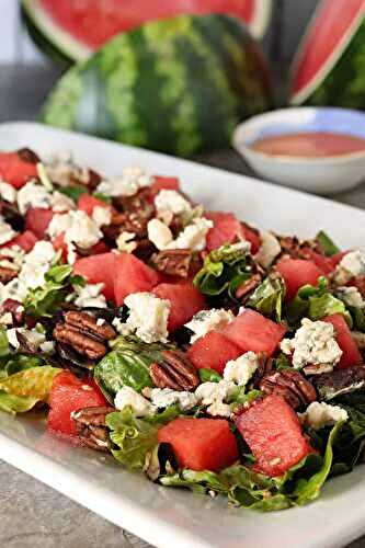 Watermelon Salad with Toasted Pecans and Gorgonzola Cheese