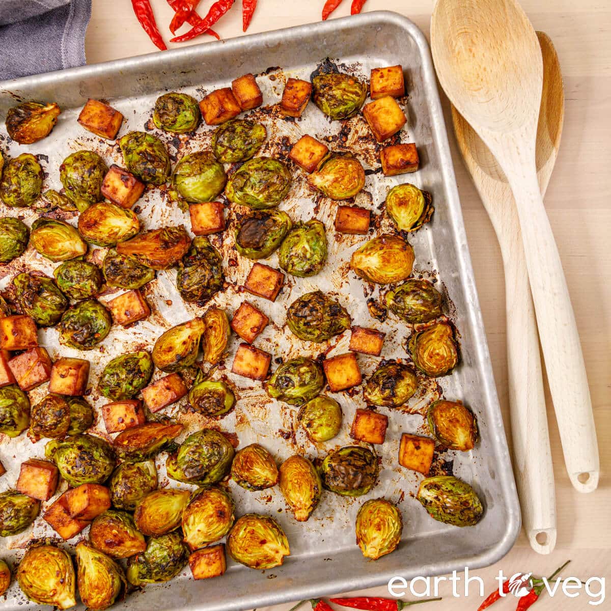 Sheet Pan Miso Tofu Brussel Sprouts