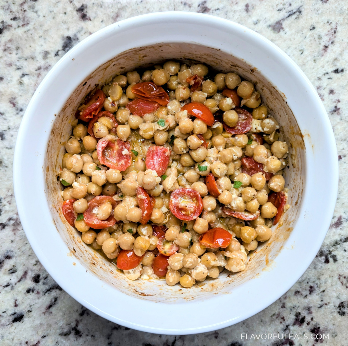 Baked Chickpeas with Tomatoes and Feta