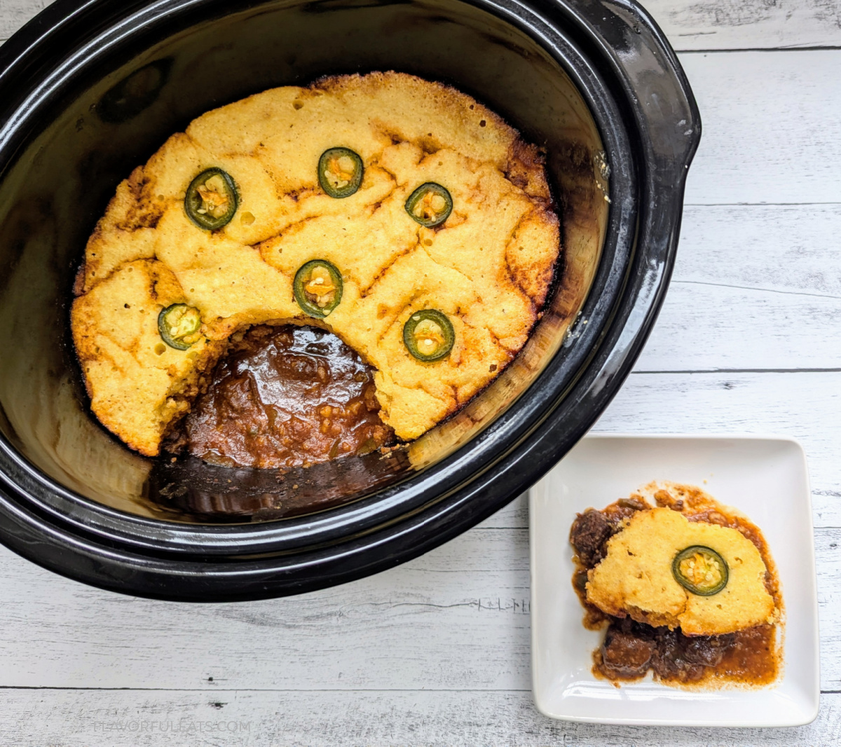 Slow Cooker BBQ Beef Cornbread Casserole