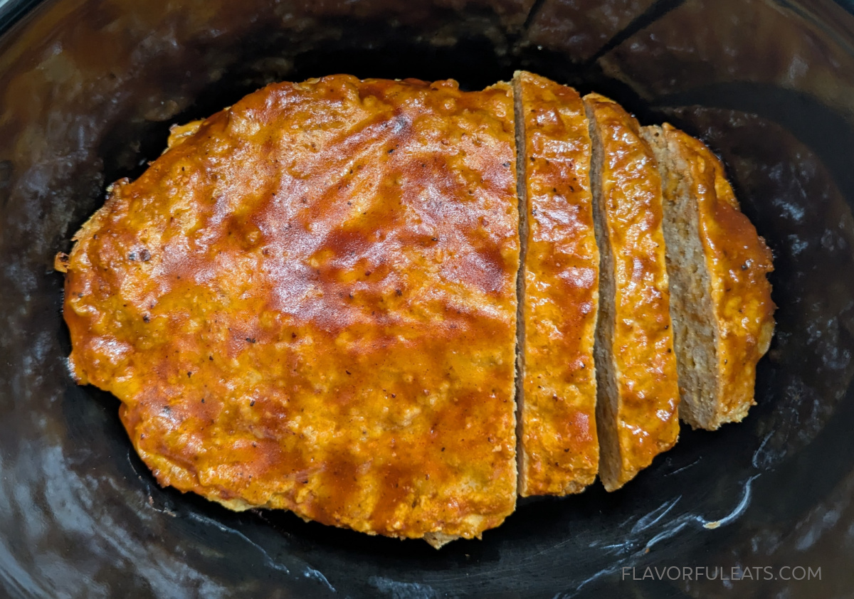 Slow Cooker BBQ Cheddar Turkey Meatloaf