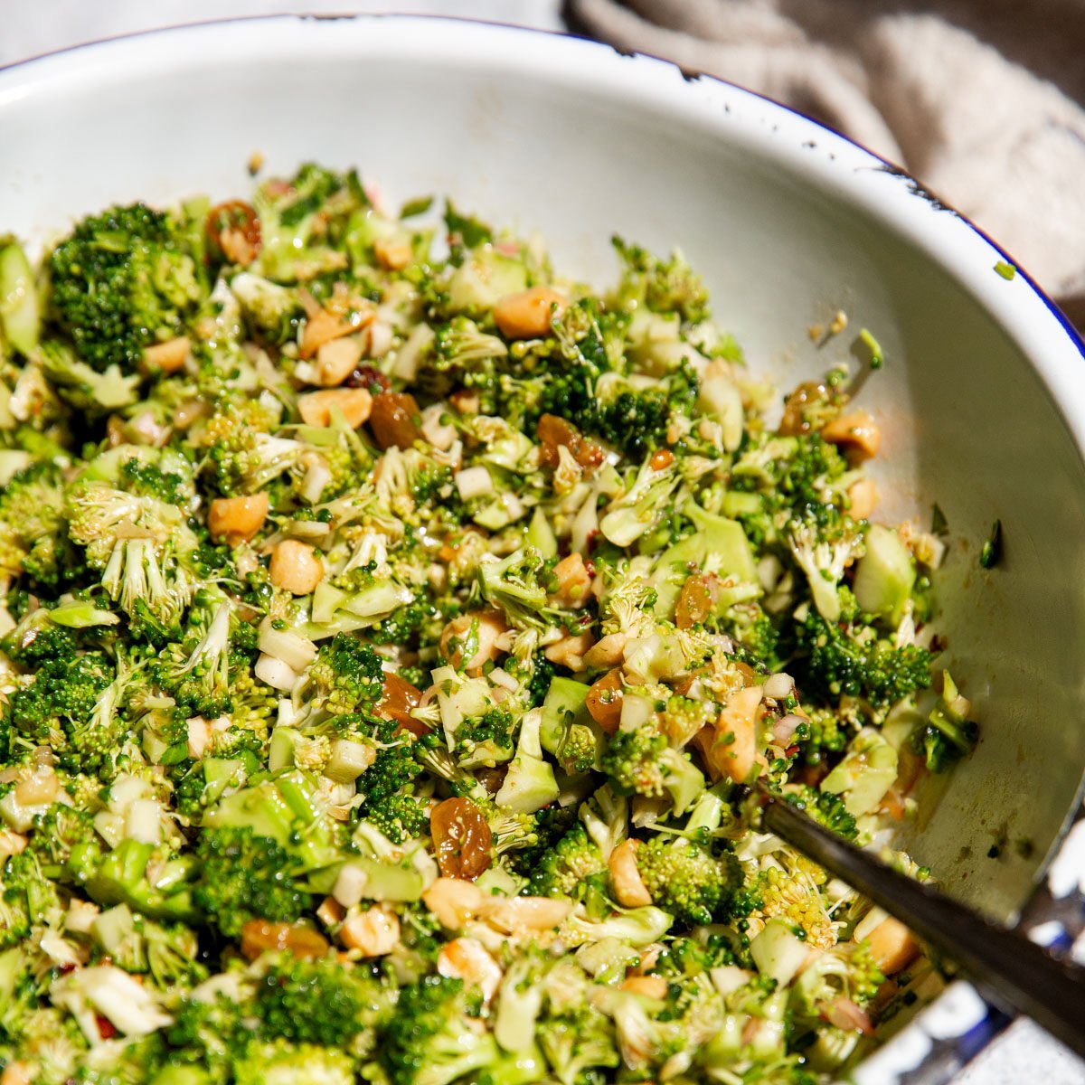 Broccoli Crunch Salad Recipe with Warm Chili Crisp Dressing