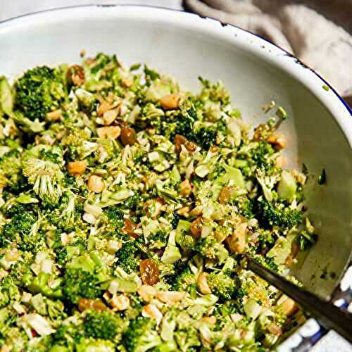 Broccoli Crunch Salad Recipe with Warm Chili Crisp Dressing