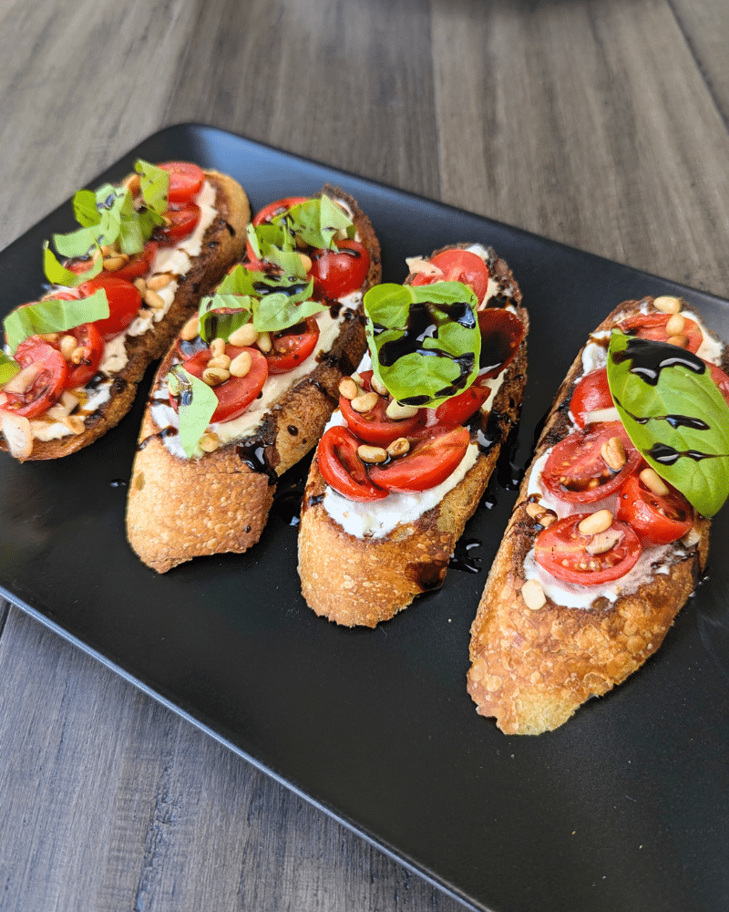 Tomato Bruschetta with Whipped Cottage Cheese Spread