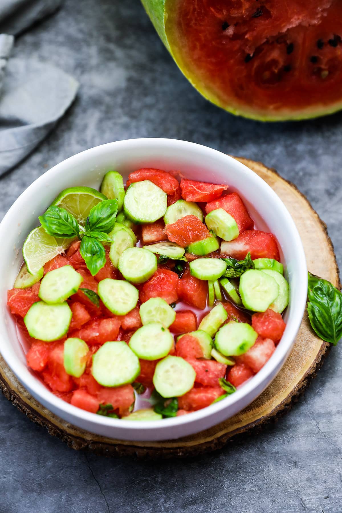 Cucumber Basil and Watermelon Salad