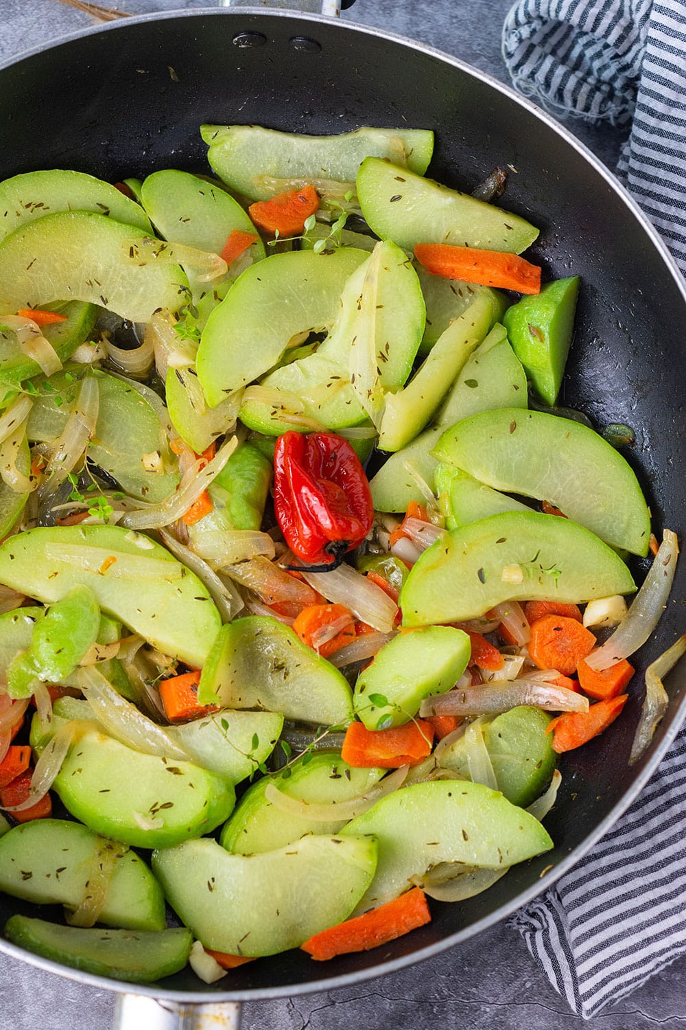 Sauteed Chocho (Chayote) and Carrots