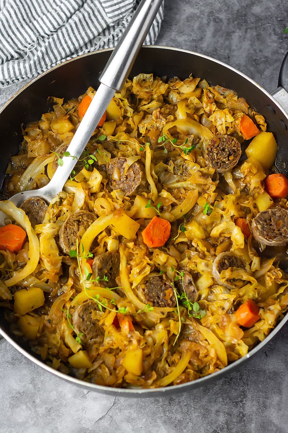 Vegan Cabbage And Sausage