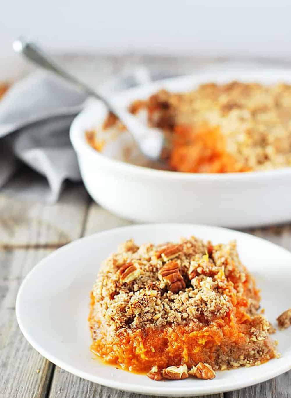 Vegan souffle with sweet potatoe souffle