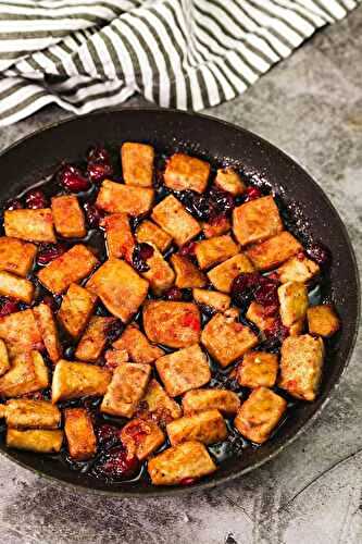 Pan Fried Tofu with Cranberry Sauce