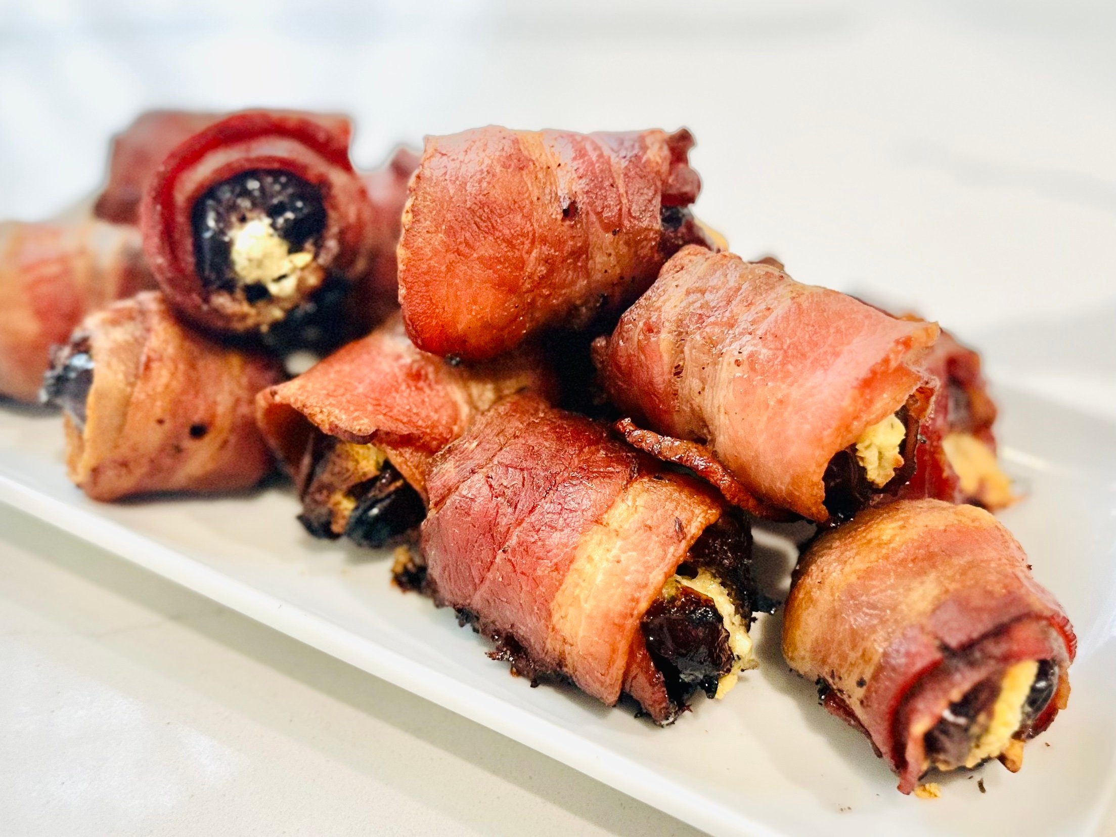 Irresistible Bacon Wrapped Dates with Boursin & Hot Honey