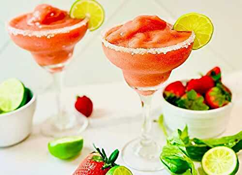 Frozen Strawberry Basil Margaritas