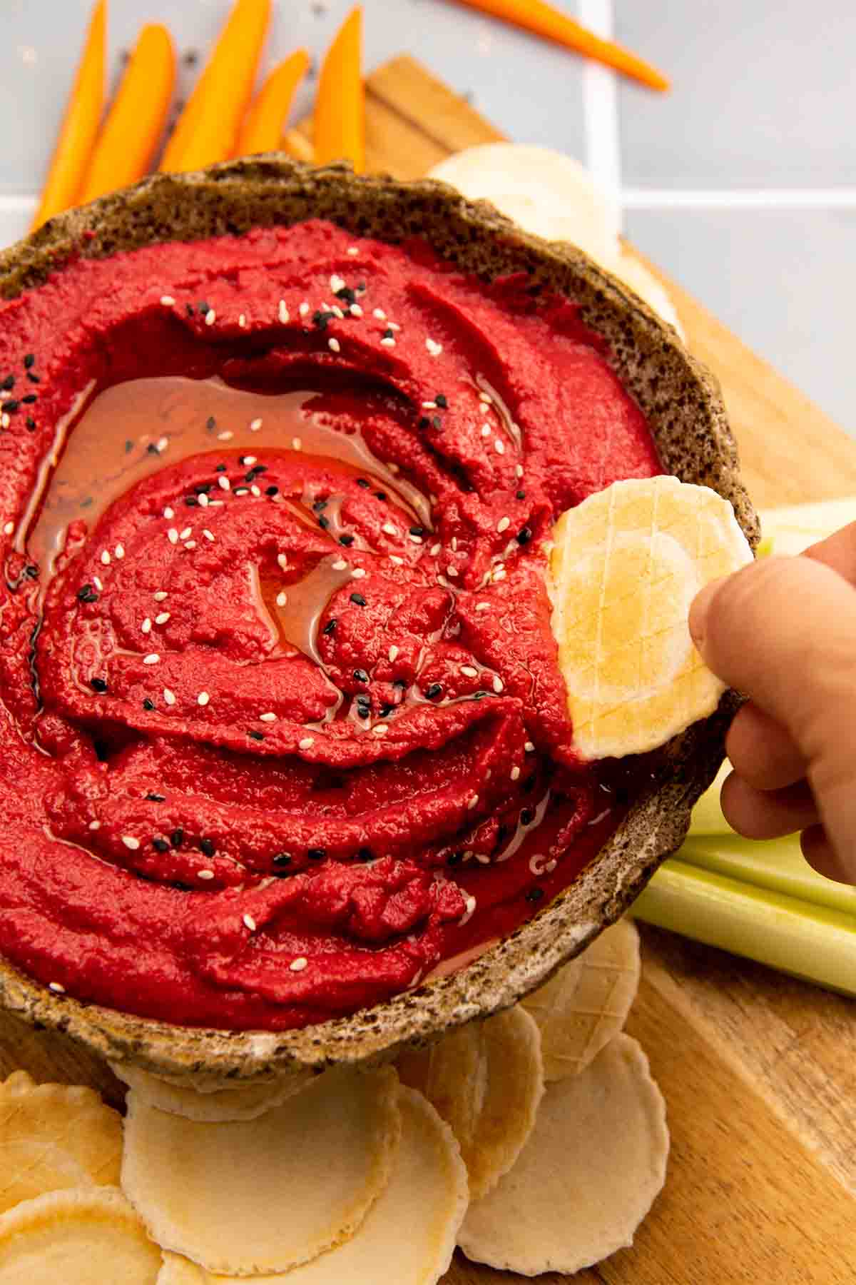 Roasted Beetroot Hummus Recipe (Barbie Hummus)