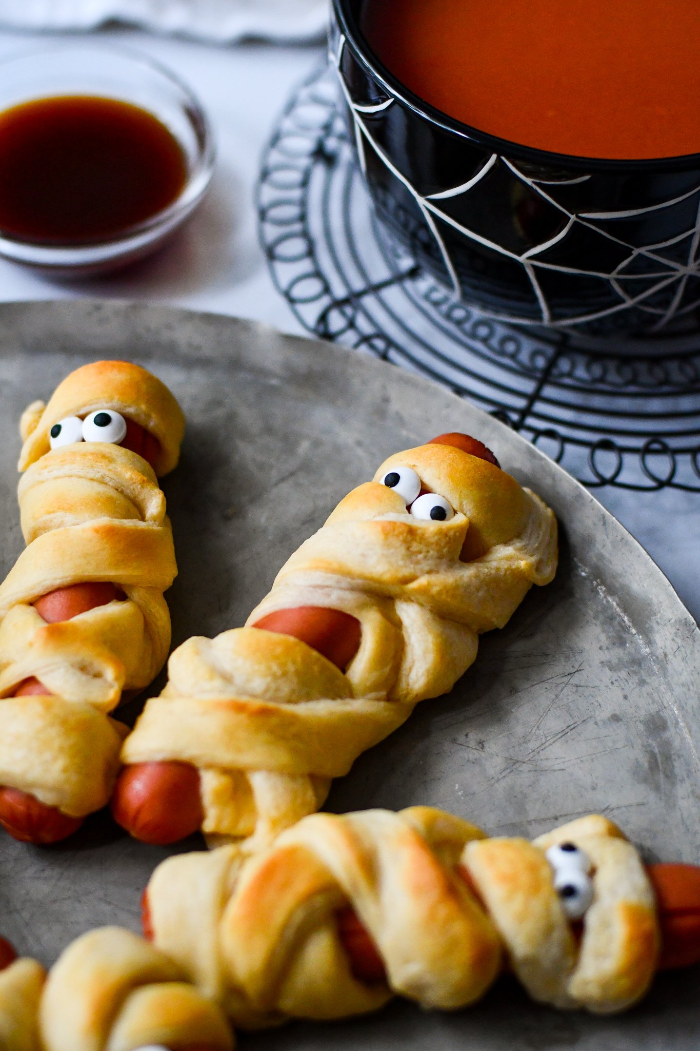 Easy Halloween Dinner Idea: Mummy Hot Dogs & Blood Soup