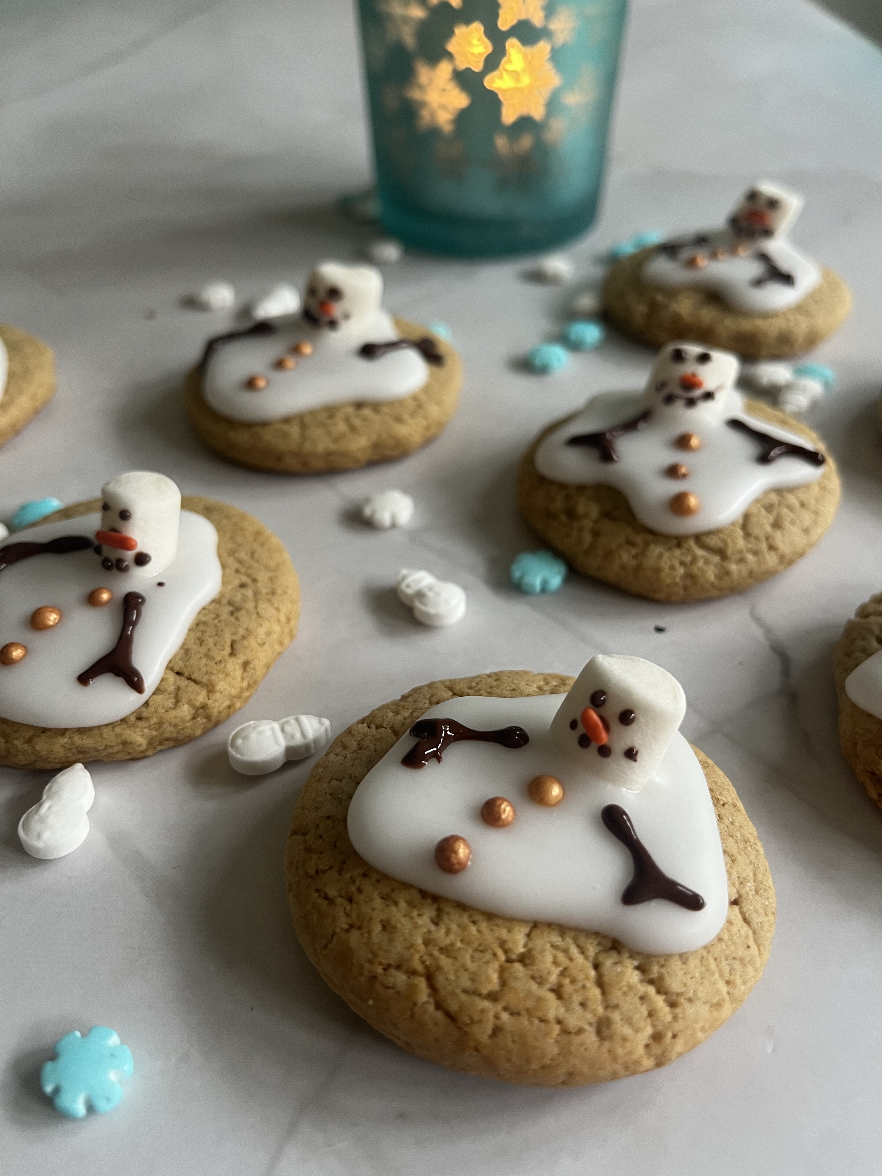 Mini Melted Snowman Cookies - egg-free and dairy-free