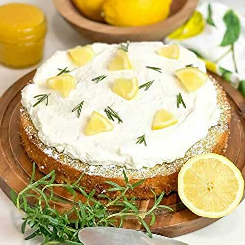 Lemon Rosemary Olive Oil Cake with Lemon Curd Whipped Cream