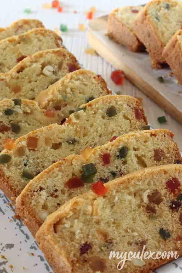 Eggless Tutti Frutti Loaf Cake | Candied Fruit Cake