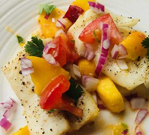 Baked Cod with Peach & Tomato Salsa