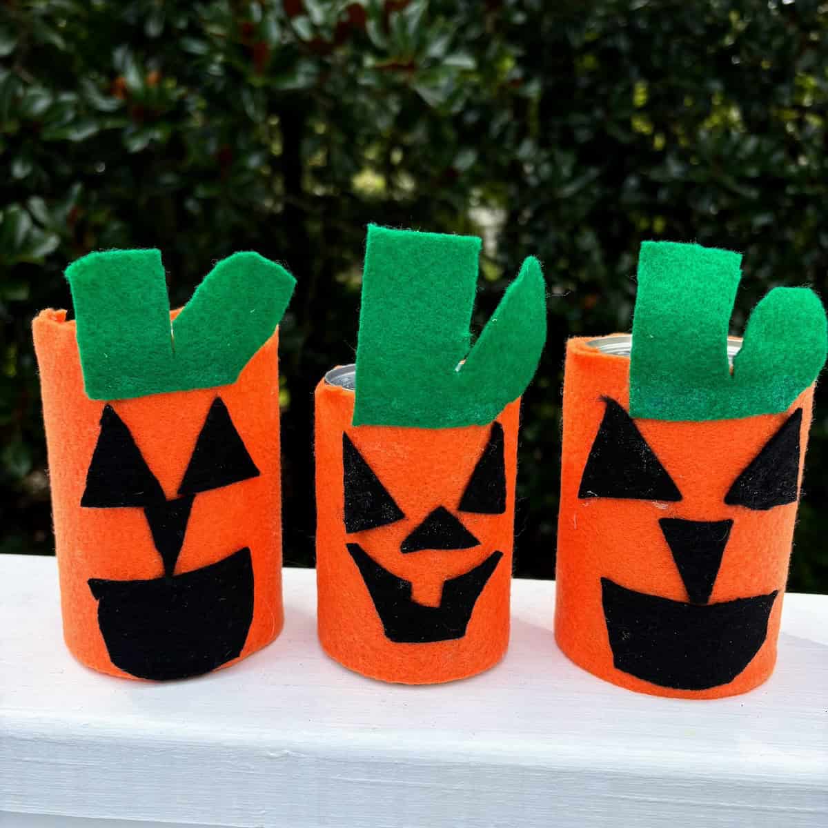 Felt Pumpkins Made from Tin Cans