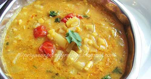 Bottlegourd & Channadal Gravy (Varuthu Aracha Surakkai Sambar)