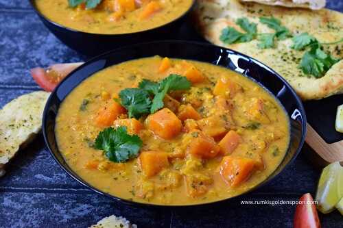 Red lentil and butternut squash curry | Butternut squash lentil curry | Squash lentil curry
