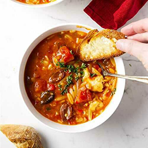 Rustic Chicken Cacciatore Orzo Soup