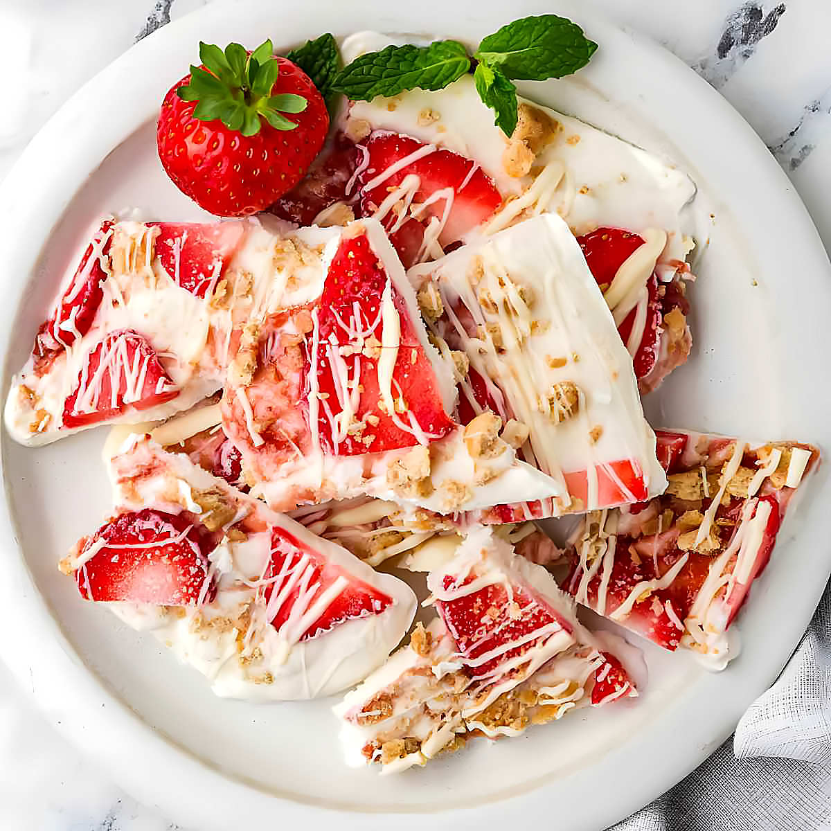 Strawberry Shortcake Frozen Yogurt Bark