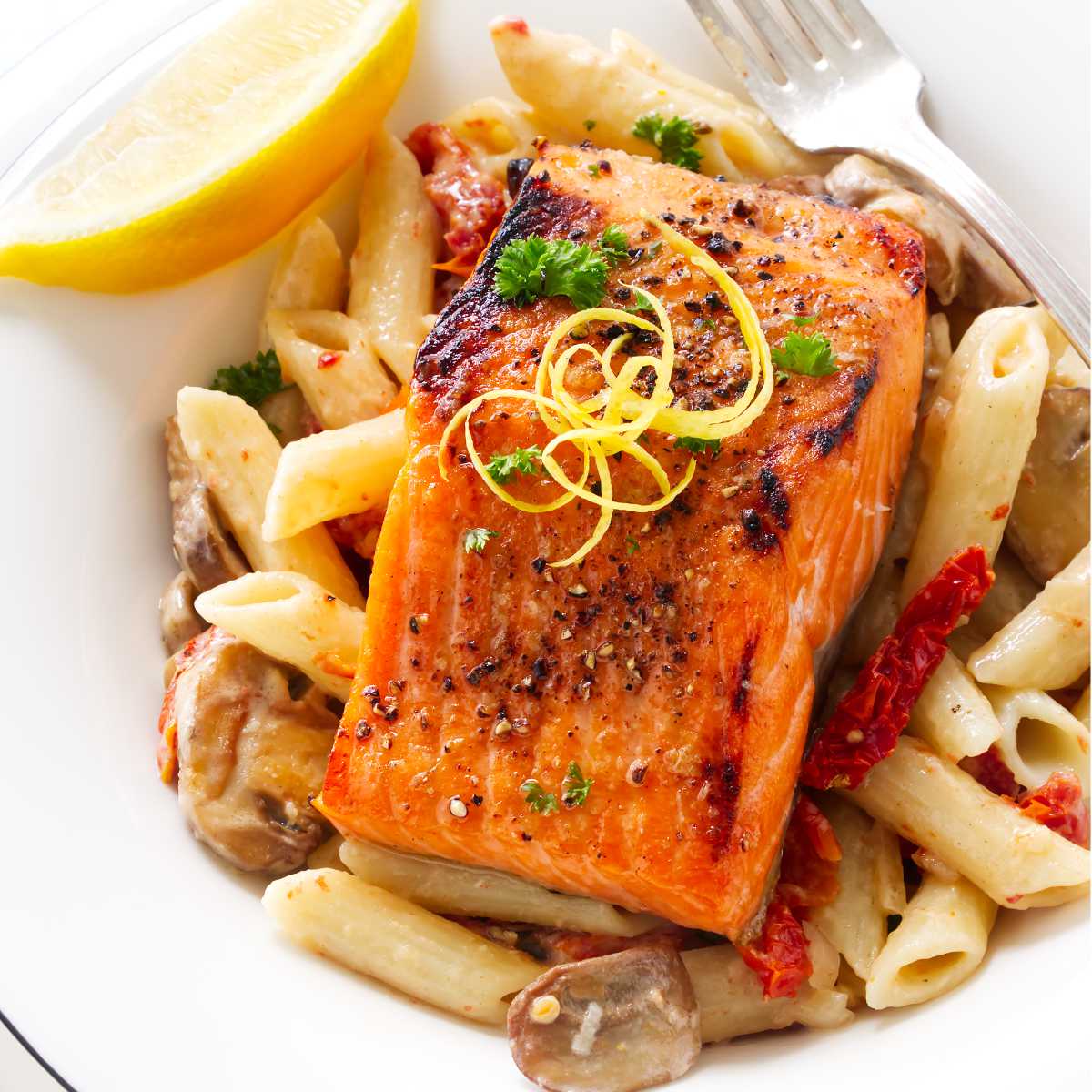 Lemon Salmon Pasta in Cream Sauce