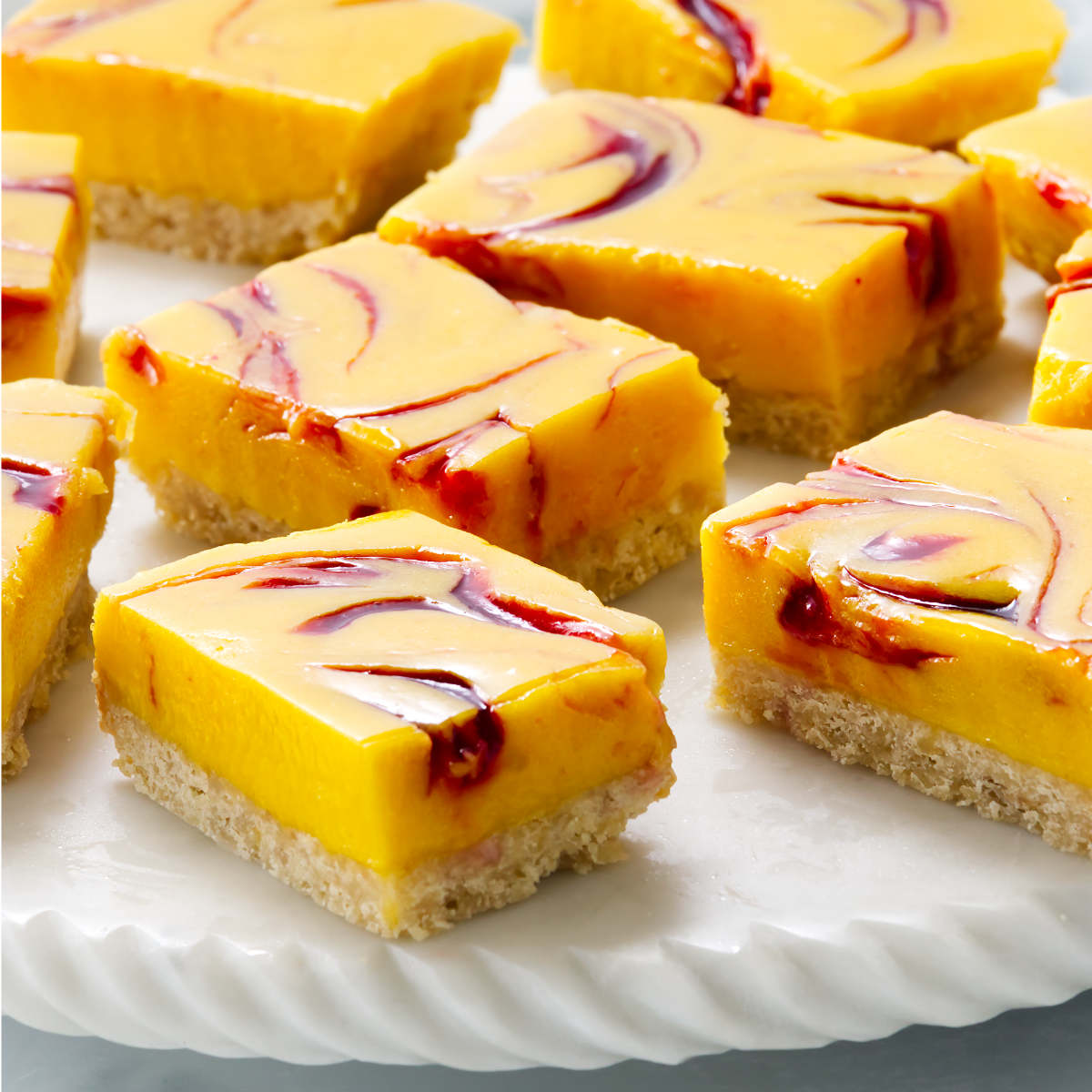 Mango Bars with Raspberry Swirl