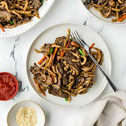 Udon Noodle and Beef Stir Fry