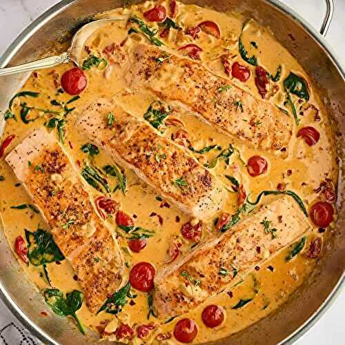 Creamy Tuscan Salmon with Spinach