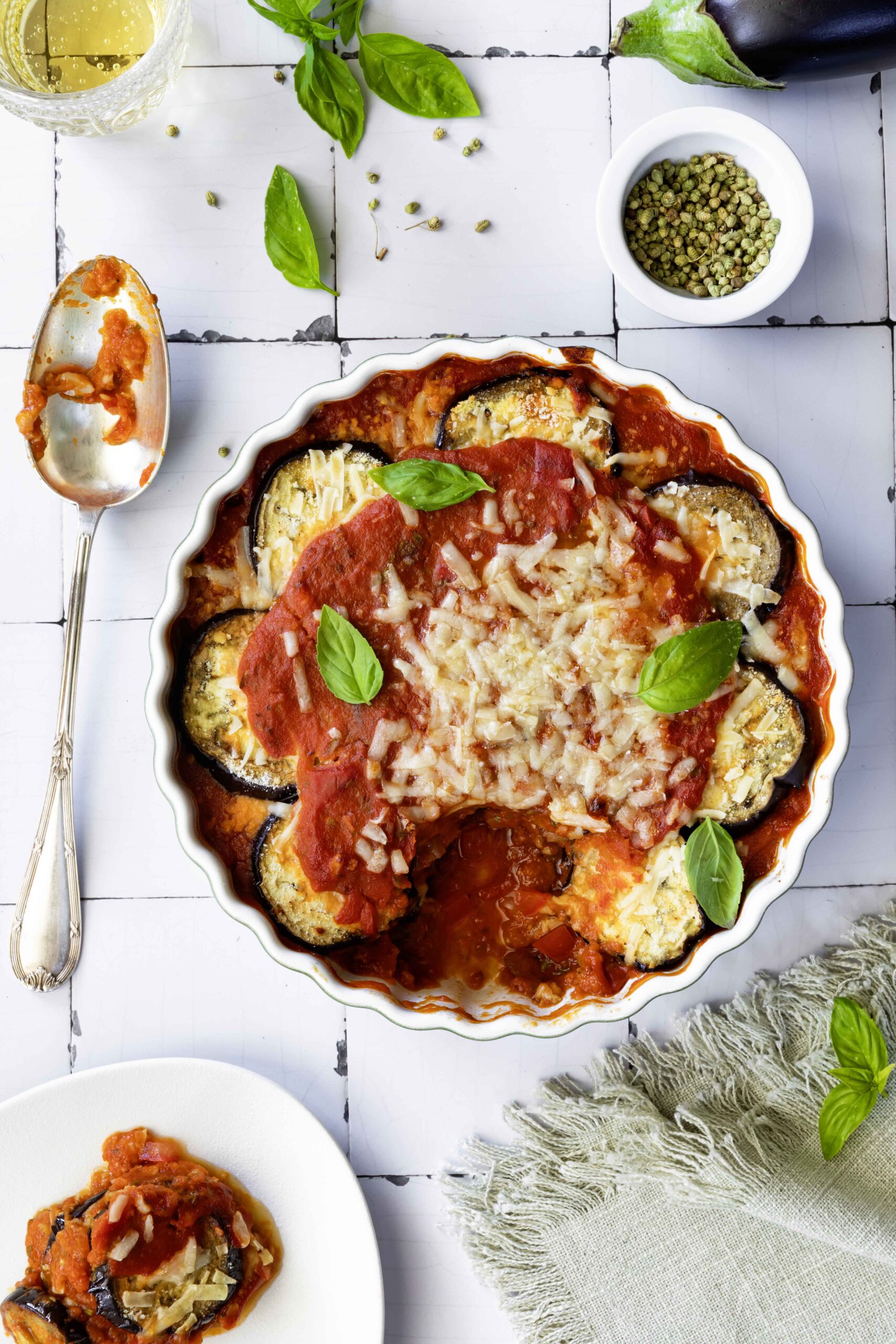 Eggplant with Parmesan and tomato