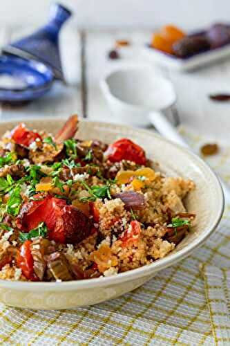 Couscous salad with eggplant and tomatoes