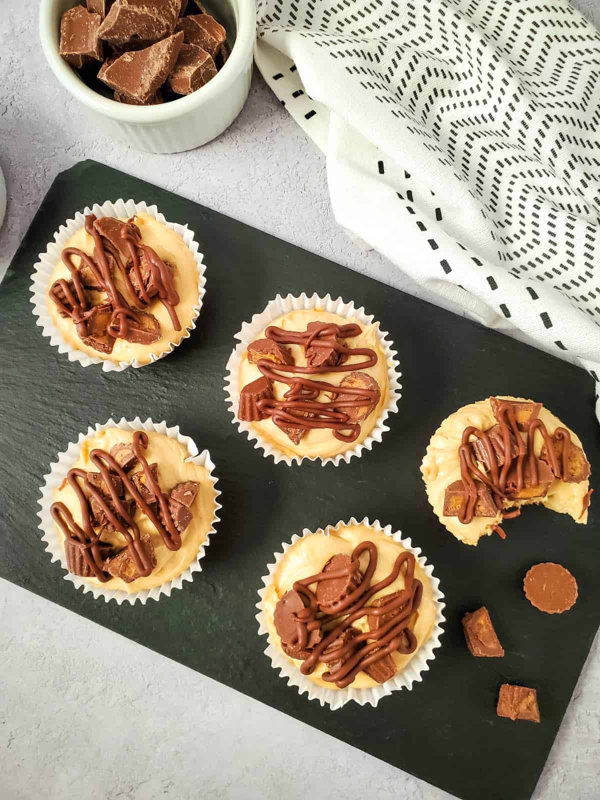 No Bake Mini Peanut Butter Cheesecakes