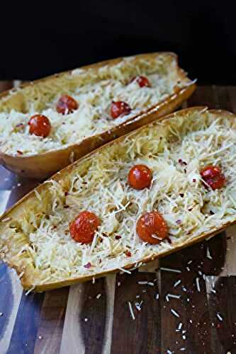 Smoked Spaghetti Squash with Cherry Tomatoes