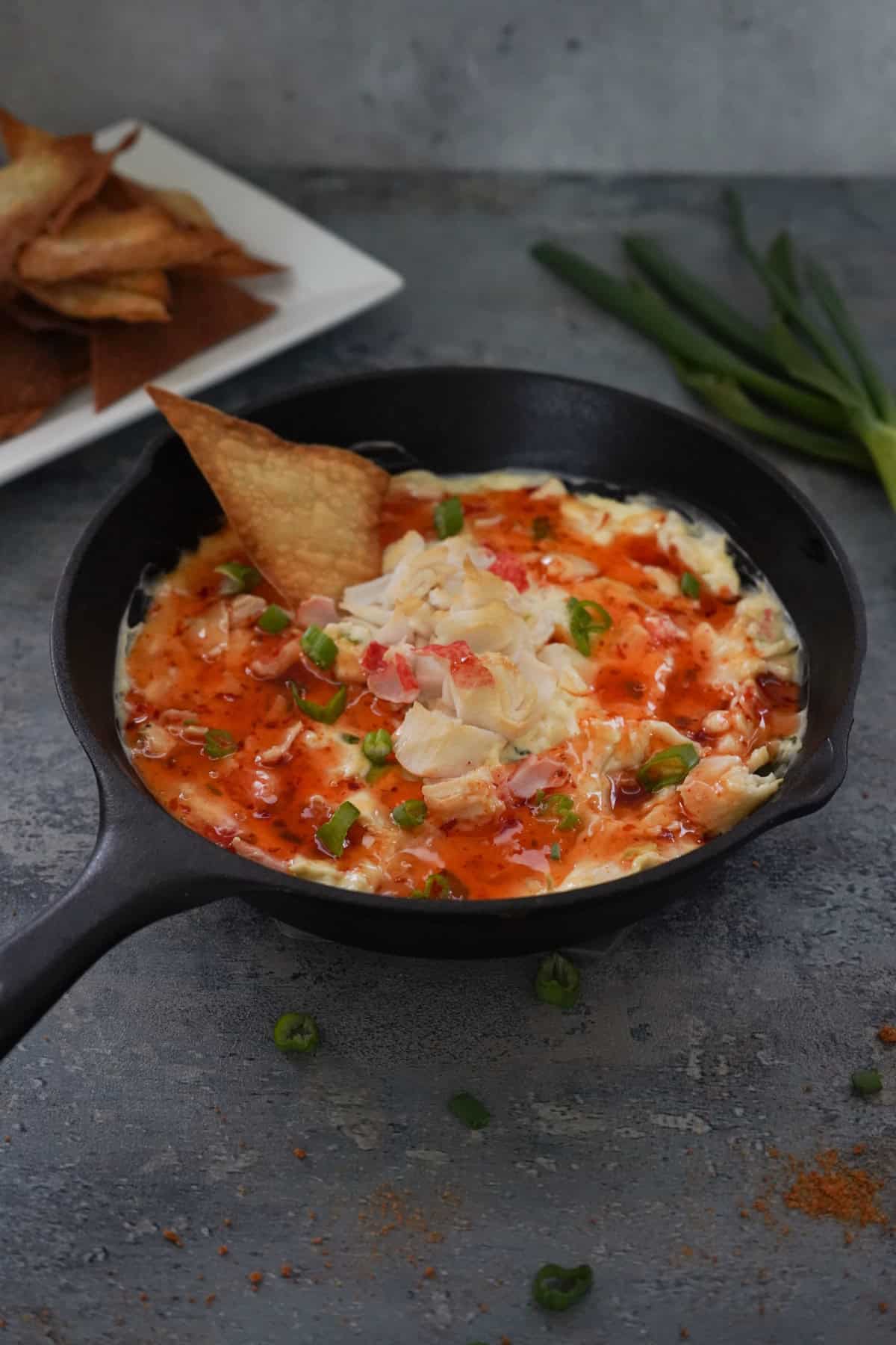 Smoked Crab Rangoon Dip with Wonton Chips