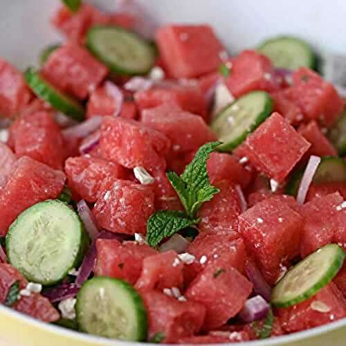 Watermelon Feta Salad with Honey Lime Dressing