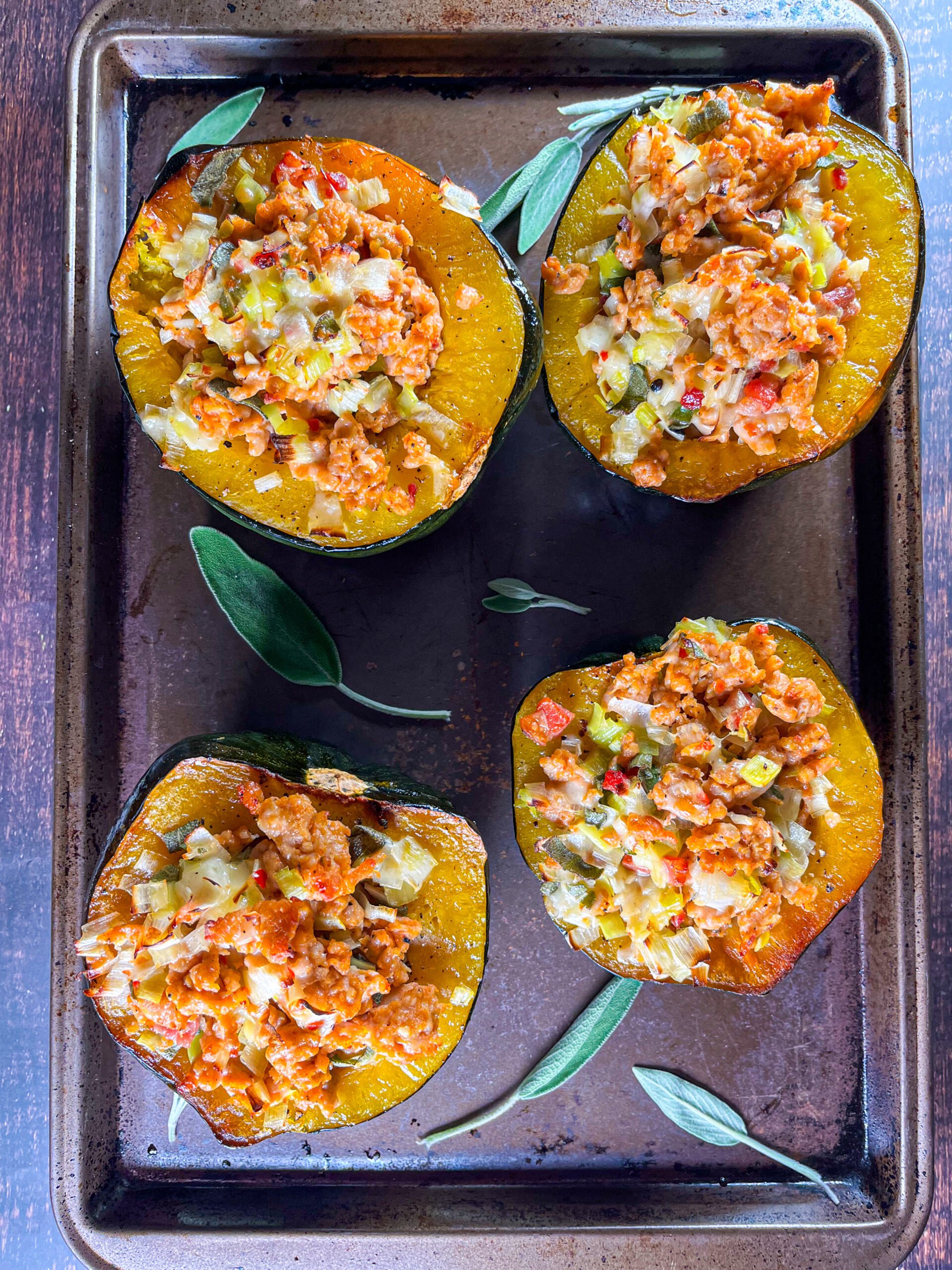 Sausage Stuffed Acorn Squash