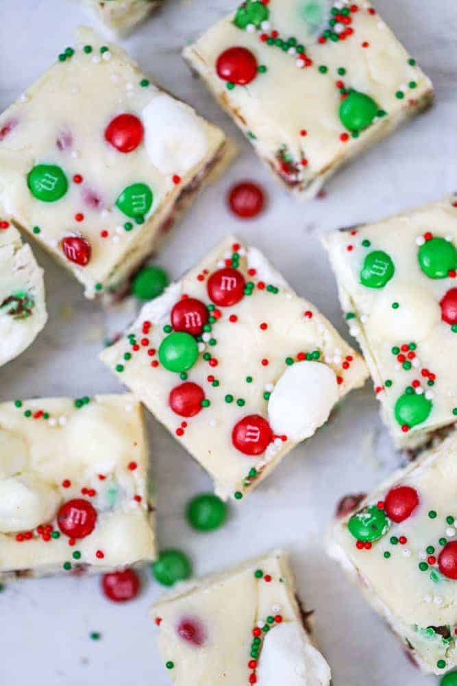 Holiday White Chocolate Marshmallow Fudge